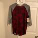 Lularoe Tops | Lularoe Randy Xs 3/4 Sleeve Top | Color: Gray/Red | Size: Xs