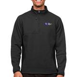 Men's Antigua Heathered Black Tulsa Community College Course Quarter-Zip Pullover Top