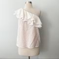 J. Crew Tops | J. Crew One Shoulder Layered Ruffle White Eyelet Lace Tank Top Women's Size 00 | Color: Cream/White | Size: 00
