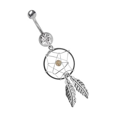 Bauchnabelpiercing ADELIA´S "Piercing Piercing Bauchnabelpiercing", Damen, transparent (klar), Chirurgiestahl, modisch, Piercings, 316l Stahl Banane - klar Traumfänger mit Steinkugel