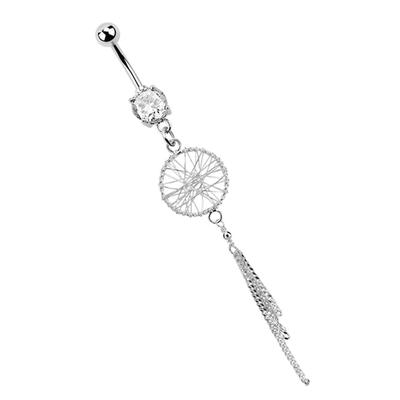 Bauchnabelpiercing ADELIA´S "Piercing Piercing Bauchnabelpiercing", Damen, silber, Chirurgiestahl, modisch, Piercings, 316l Stahl Banane - Anhänger mit Traumfänger