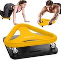 BODY RHYTHM Abdominal & Core Coaster Strength Workout Trainer, Ab Wheel Roller Exercise Machine with Knee Mat for Home Gym Workout Fitness. (Yellow)