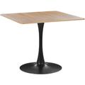 Table Bois Clairavec Plateau Carré 90 x 90 cm en mdf et Pied Unique en Métal Noir Salle à Manger