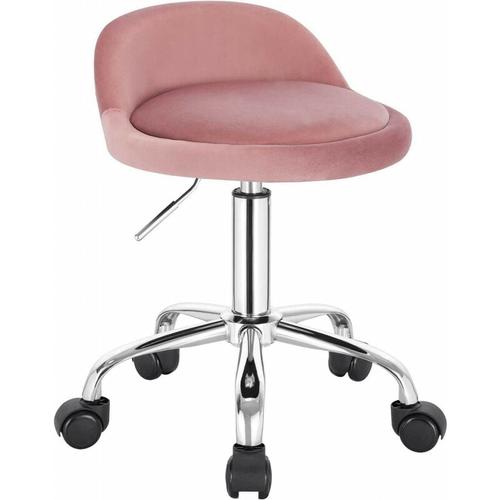 Bürohocker mit Rollen Drehhocker höhenverstellbar Sitzhöhe 43-54,5 cm rosa – rosa – Woltu
