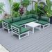 LeisureMod Chelsea 7-Piece White Patio Sectional With Coffee Table