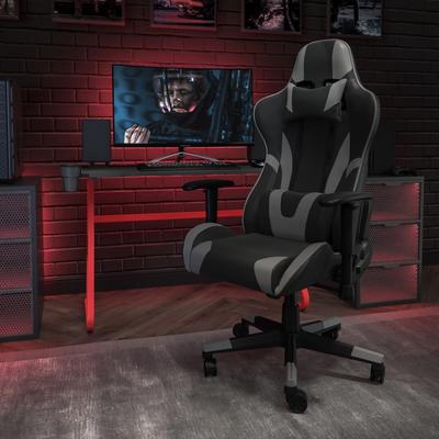 Racing Gaming Ergonomic Chair with Fully Reclining Back in Red LeatherSoft