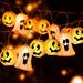 Joyin 9.84FT Orange Plastic 12 pcs. Smiling Pumpkin & Ghost Lantern String Lights, Indoor Outdoor Halloween Yard Light Decor