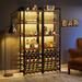 20 Bottle Wine Bakers Rack, 9-Tier Freestanding Floor Wine Rack with Glass Holder and Storage Shelves