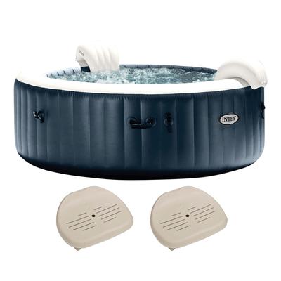 Intex PureSpa Plus Inflatable Bubble Jet Hot Tub & Slip Resistant Seat (2 Pack) - 135