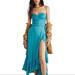 Free People Dresses | Free People Rendezvous Sm Turquoise Silky Bandeau Crop & Midi Skirt Set / Dress | Color: Blue/Green | Size: S