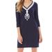 Lilly Pulitzer Dresses | Lilly Pulitzer Tidewater Tunic Dress In Navy Blue 3/4 Sleeves Nautical Medium | Color: Blue/White | Size: M