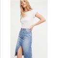 Free People Skirts | Free People Denim Pencil Skirt Suzanne Ob957312 Waist 15” Hips 18” Length 25.5” | Color: Blue | Size: 6