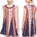 Anthropologie Dresses | Maeve Anthropologie Canadice Swing Dress Patchwork Small S | Color: Blue/Red | Size: S