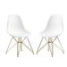 Modern Eiffel Style Chair with Gold Base & Taupe Seat- Set of 2