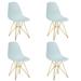 Modern Eiffel Style Chair with Wood Base & Yellow Seat- Set of 4