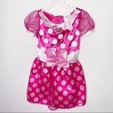 Disney Costumes | Disney Minnie Mouse Costume Dress Pink Polka Dot Size 4-6x | Color: Pink/White | Size: Osg
