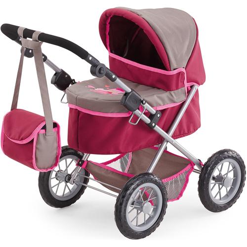 „Puppenwagen BAYER „“Trendy, rot/braun““ rot (rot, braun) Kinder Puppenwagen -trage mit Wickeltasche“