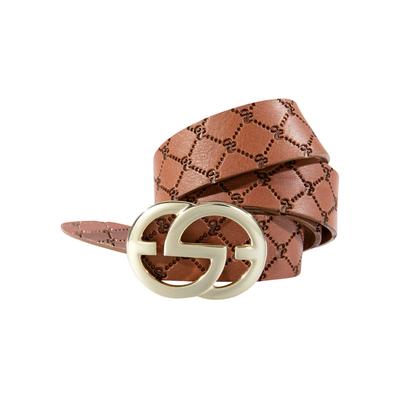 Koppelgürtel SILBERGIFT, Damen, Gr. 95, braun (cognac), Rindsleder, unifarben, casual,modisch,elegant, Gürtel, mit Rautenprägung und grafischer Schließe Image