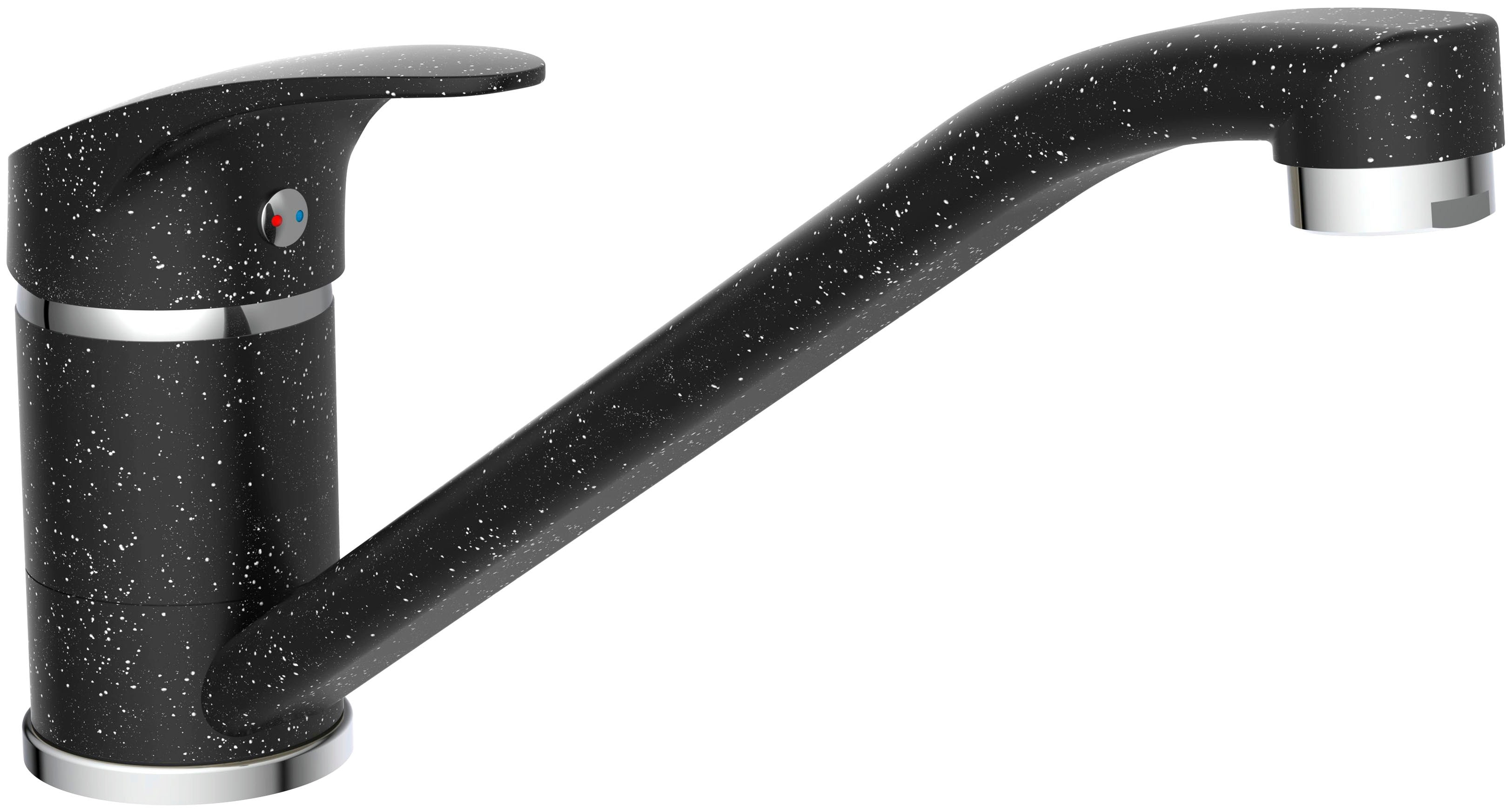 Küchenarmatur EISL "GRANIT Spültischarmatur", schwarz (granit, schwarz), B:4,4cm H:14,8cm T:24,8cm, Messing, Armaturen, schwenkbarer Auslauf 360, Marken-Mischdüse für perfektes Strahlbild