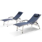 Outdoor Folding Adjustable Portable Chaise Lounge Chairs and Table Set