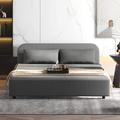 Ebern Designs Veysey Queen 61.8" Wide Pillow Back Convertible Sofa Metal/Linen in Brown | 31.4 H x 61.8 W x 29.5 D in | Wayfair