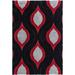 Black/Red Rectangle 6' x 9' Area Rug - George Oliver Round Geometric Power Loomed Area Rug in 108.0 x 72.0 x 1.2 in black/brown/red | Wayfair