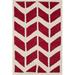 White 36 x 24 x 0.5 in Area Rug - George Oliver Square Chevron Hand Tufted Wool Indoor/Outdoor Use Area Rug in Red/Ivory Wool | Wayfair