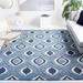 Blue/Ivory Square 6'8" Area Rug - George Oliver Square Geometric Power Loomed Polypropylene Area Rug in 80.4 x 80.4 x 1.2 in blue/navy/white | Wayfair