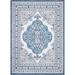 White 60 x 36 x 0.25 in Area Rug - Charlton Home® Ahmiah Oriental Machine Braided Area Rug in Blue/Gray | 60 H x 36 W x 0.25 D in | Wayfair