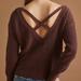 Anthropologie Sweaters | Anthropologie Maeve L Nwt Brown Knit Cross-Back Sweater Top Waffle | Color: Brown | Size: L