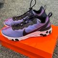 Nike Shoes | Blue React Element 55 Premium Sneakers In Iridescent Purple Canvas With Rubber | Color: Blue/Purple | Size: 9.5