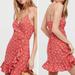 Free People Dresses | Free People All My Love Wrap Mini Dress Red Ditsy Floral Size Medium | Color: Red | Size: M
