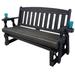 Amish Casual Heavy Duty 800 Lb Mission Treated Porch Outdoor Glider Bench, 4ft, Cupholders in Gray/Black | 36.5 H x 50.5 W x 27 D in | Wayfair