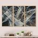 Design Art Abstract Glacial Black & White Painting - Mid-Century Modern Framed Canvas Wall Art Set Of 3 Canvas, in Black/White | Wayfair