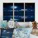 Design Art Full Moon In Cloudy Night Sky I - Nautical & Coastal Framed Canvas Wall Art Set Of 3 Canvas, Wood in Black | 20 H x 36 W x 1 D in | Wayfair