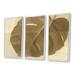 Design Art Botanical Beige Retro Leaf - Traditional Framed Canvas Wall Art Set Of 3 Canvas, Wood in Green | 32 H x 48 W x 1 D in | Wayfair