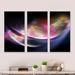 Orren Ellis 3D Pink Blue Glowing Light - Abstract Framed Canvas Wall Art Set Of 3 Canvas, Wood in White | 28 H x 36 W x 1 D in | Wayfair