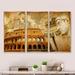Latitude Run® Great Roman Empire - Street Art Framed Canvas Wall Art Set Of 3 Metal in Orange/White | 32 H x 48 W x 1 D in | Wayfair