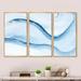 Wrought Studio™ Liquid Ink Art In Shades Of Light Blue III - Modern Framed Canvas Wall Art Set Of 3 Canvas, Wood in Blue/White | Wayfair