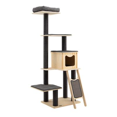 Costway 5-Tier Modern Wood Cat Tower with Washable...