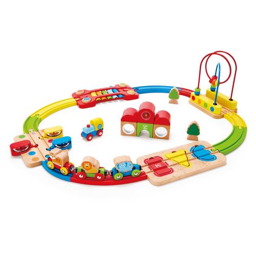 "Spielzeug-Eisenbahn HAPE ""Holzspielzeug, Regenbogen-Puzzle Eisenbahnset"" Spielzeugfahrzeuge bunt Kinder Ab 18 Monaten aus Holz"