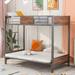 Twin-Over-Futon Bunk Bed, Metal Futon Bunk Bed Frame with Guardrails and Ladder