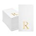 100 Pack Gold Foil Initial Letter R White Monogrammed Paper Napkins for Wedding Reception (4.25 x 7.75 In)