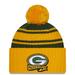 Men's New Era Green Bay Packers 2022 Sideline Cuffed Pom Knit Hat