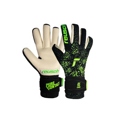 Torwarthandschuhe REUSCH "Pure Contact Gold" Gr. 8,5, schwarz (schwarz, grün) Damen Handschuhe Sporthandschuhe