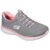 Slip-On Sneaker SKECHERS "SUMMITS", Damen, Gr. 39, grau (grau, rosa), Textil, sportlich, Schuhe, Freizeitschuh, Komfortschuh mit stoßdämpfender Zwischensohle