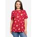 Plus Size Women's Disney Mickey Minnie Mouse T-Shirt All-Over Print Christmas by Disney in Red (Size 5X (30-32))