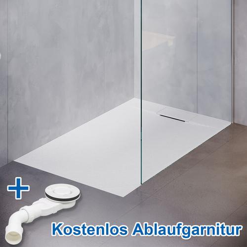 Duschtasse 90 Duschwanne smc Flach für Duschkabine walk in Duschwand Badezimmer Schiefer-Textur