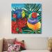 East Urban Home 'Birds in Paradise II' Graphic Art Print on Wrapped Canvas Canvas, Cotton in Black/Blue/Orange | 26 H x 26 W x 1.5 D in | Wayfair