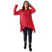 Plus Size Women's Shark Bite Pullover Tunic Sweater by Soft Focus in Classic Red (Size 2X)